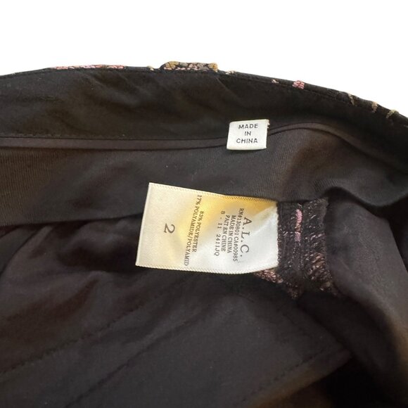 A.L.C. Brocade Flared Pants Trousers Women's Black/Brown/Pink Pattern, Size 2 - Picture 6 of 11